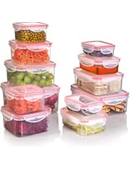 SEALCO Food Storage Containers with Lids â€“ Reusable Plastic Containers â€“ BPA-Free, Stackable, Microwave, Dishwasher, Freezer Safe â€“ Airtight â€“ 12 Piece Set