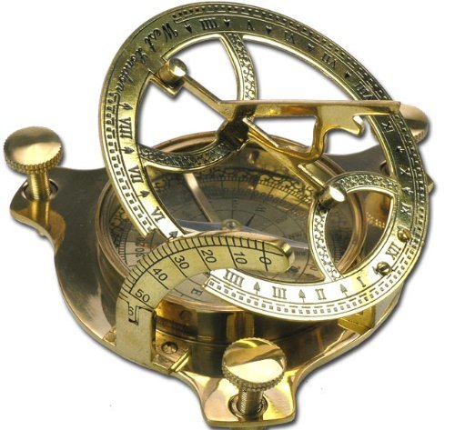 Medieval Replicas Nautical Brass Compass Sundial 6.5 cm + Wooden Case