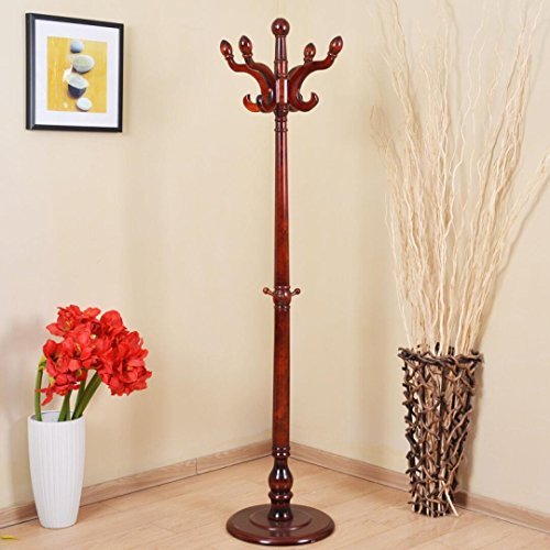Yi Hai Home Solid Wood Hill Coat Rackhat Hanger Coat Stand,Cherry