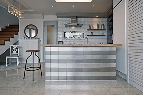 Stainless Steel Home Interior Decor Peel and Stick Sticker Fire Retardant Backsplash Kitchen DIY Brush Grey (10cm x 10cm 8pcs)