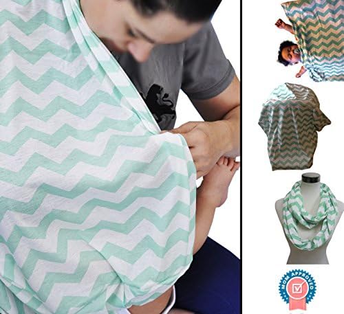 OnthegoBaby Breastfeeding Nursing scarf with Nursing Pillows - Teal Chevron
