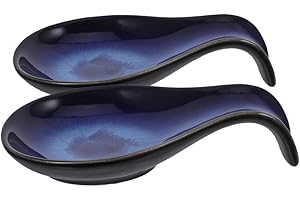 INOOMP 2pcs Large Porcelain Spoon Rest with Kiln Change Craftsmanship Creative Minimalist Japanese Style
