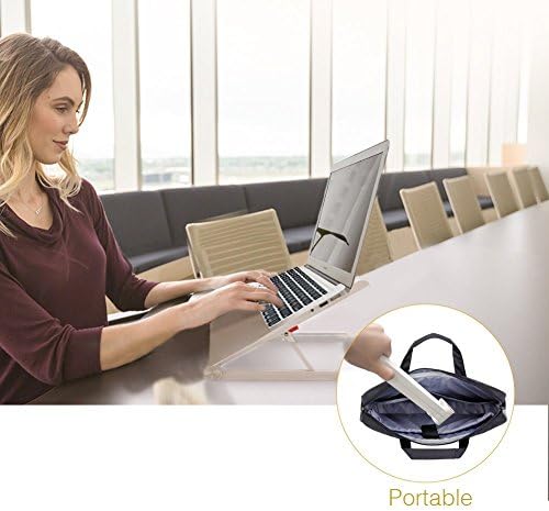 Small Foldable Adjusting Portable Laptop Tray Ergonomically Correct Plastic &amp; Aluminum Standing Desktop Pad