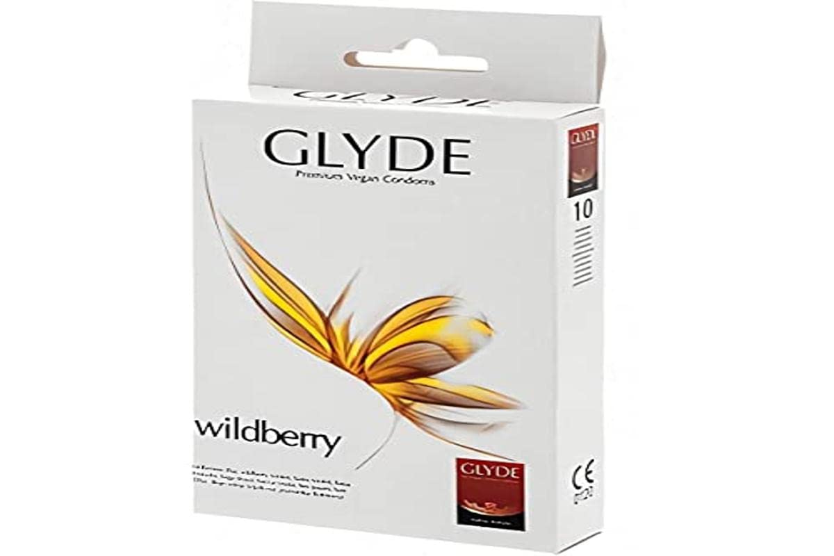 Glyde Ultra Wildberry 10 Purple Condoms with Wildberry Flavour, Certified with The Vegan Flower