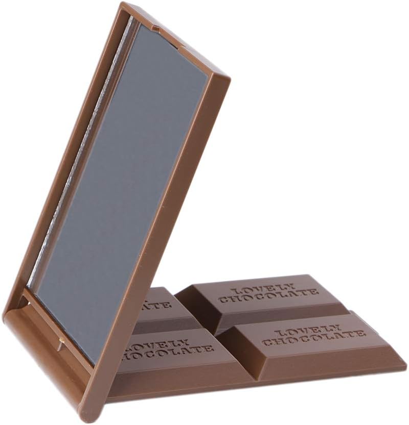 Tandou Cute Chocolate Cookie Shaped Square Pocket Mirror Mini Foldable Makeup Mirror
