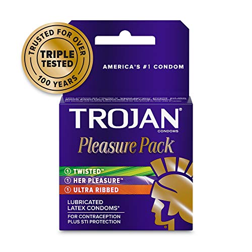 TROJAN PLEASURE VARIETY PACK LUBRICATED CONDOMS – 12 COUNT