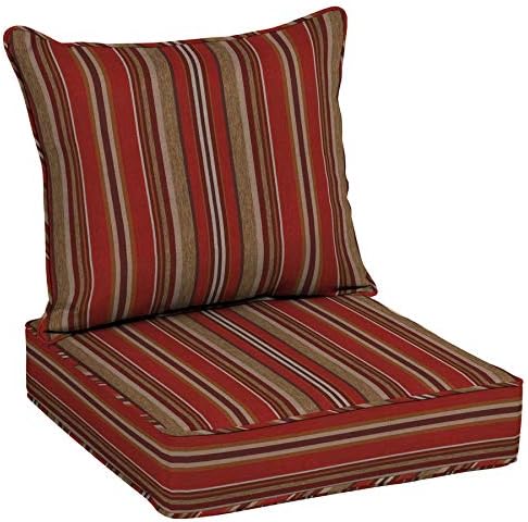 Amazon Com Allen Roth 2 Piece Priscilla Stripe Red Deep Seat