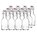 12 Pack - 16 Ounce Grolsch Bottles with Easy Cap Flip Top Caps for Brewing Beer, Kombucha, Kefir, Water, Thick High-Grade Glass, Resealable, Clear, by California Home Goods
