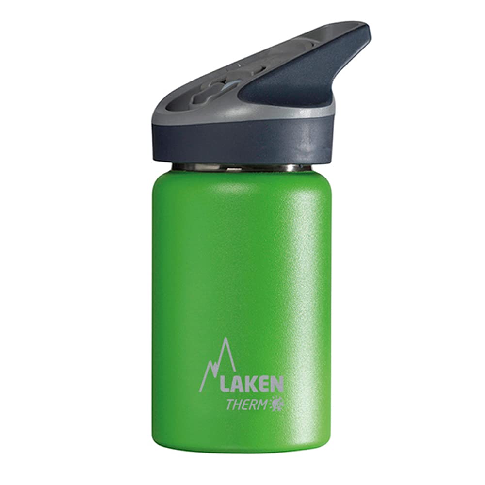 Laken Jannu Kids Insulated Stainless Steel Water Bottle with Straw Cap and Handle 12oz Green