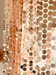 YCC 9X8FT Rose Gold Big Sequin Backdrop Curtain