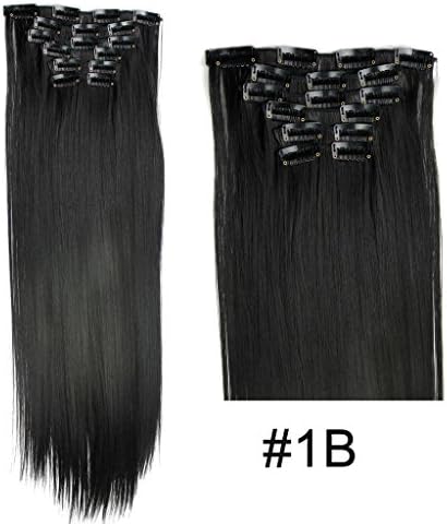 Isabelle hair Straight 22" 7pcs Beautiful Whole Head 16 Clips in Synthetic Hair Extensions (black)