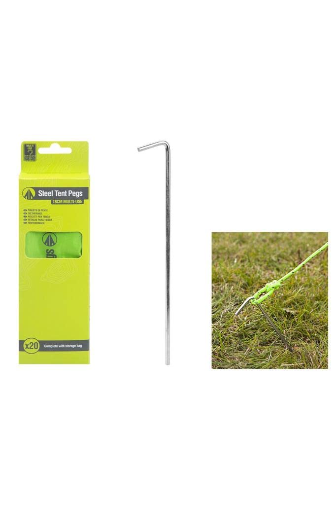 Summit Pack of 20 Outdoor Camping Tent Pegs in Carry Bag