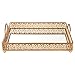 Giovanni Gold Mirror Top Serving Tray, Rectangular Metal Ornate Antique Accent Vanity Food Decorative Display Platter Dessert Cupcake Holder Food Snacks Wine Butler