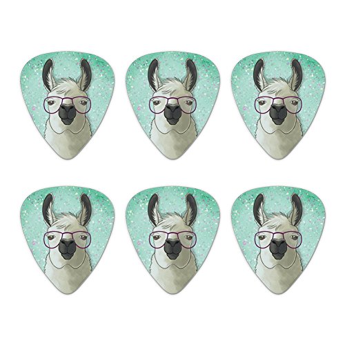 Hip Llama with Glasses Novelty Guitar Picks Medium Gauge - Set of 6