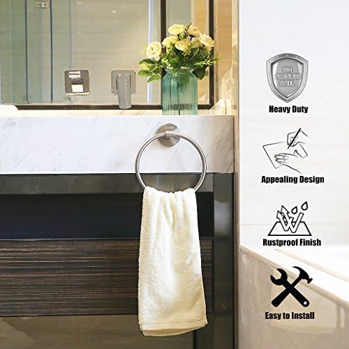 Towel Rings For Bathroom Round Hand Towel Hanger Hand Towel Holder Stainless Steel LUTAVOY LH10 Wall Mouted Towel Holder for Hotel Bath