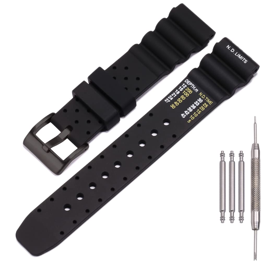 Photo 1 of 20mm Soft Silicone Strap compatible with Citizen Hyper Aqualand Duplex Promaster Men's Dive Watch Band waterproof wristband watches Accessories