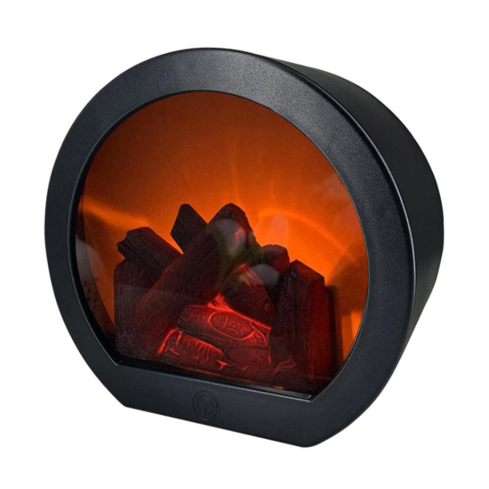 JTLB LED Wall Fireplace Flame Imitation Fireplace Lantern LED Table Fireplace Vintage Simulation Fireplace Lantern Flame Effect Light Christmas Ornaments Home Decor