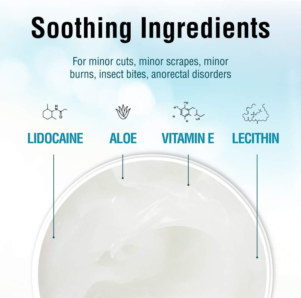 Ebanel 5% Lidocaine Topical Numbing Cream Maximum Strength 1.35 Oz, Numb 520 Pain Relief Cream Anesthetic Cream Infused with Aloe Vera, Vitamin E, Lecithin, Allantoin, Secured with Child Resistant Cap: Health & Personal Care