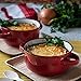 ECODECO Baking Serving Ceramic Red 16 Oz Soup Bowls with Handles - Set of Four - Stoneware Chowder Bisque Pot Pie Crocks