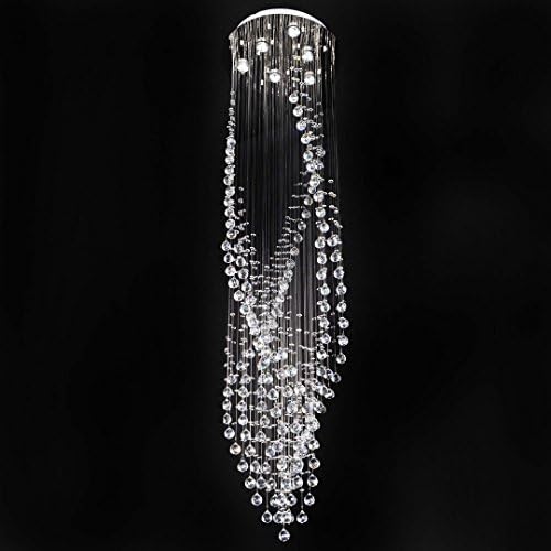 Contempo Collection Chandelier Modern Pendant Rain Drop K9 Crystal - 9 Free LIGHTS inclueded, Ceiling Flushmount Lighting Fixture for Living Room Hotel Hallway Foyer Entry Way - LARGE