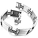 INBLUE Men's Stainless Steel Rubber Bracelet Link Wrist Silver Tone Black