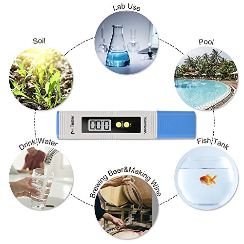 Digital PH Meter, PH Meter 0.01 PH High Accuracy Water Quality Tester with 0-14 PH Measurement Range for Household Drinking, Pool and Aquarium Water PH Tester Design with ATC (Blue)