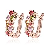 Buycitky Rose Gold Plated Prongs Swarovski Crystal Stud Earrings for Women Jewelry Multicolor Crystal Studs U Earrings (A1)
