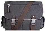 AB Earth Vintage Leather Canvas Nylon School bag Messenger Bag Briefcase, M707 (Darkgrey with laptop sleeve)