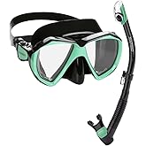 Rapido Otimo Two Lens Mask and Snorkel Combo - Black/Mint