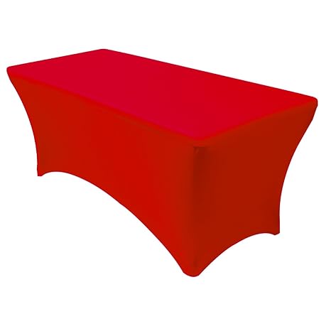 Your Chair Covers Stretch Spandex 8 Ft Rectangular Table Cover Red 96 Length X 30 Width X 30 Height Fitted Tablecloth For Standard Banquet And