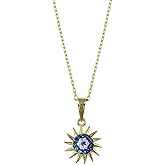 Charm America Gold Evil Eye Sun Necklace - Gold Plated on 925 Sterling Silver - Evil Eye Pendant - Sun Necklace
