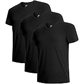 BAMBOO COOL Men's Undershirts V Neck, Moisture Wicking Soft T-Shirt, Stay Tucked Classic Fit, Tag-Free, 3-Pack