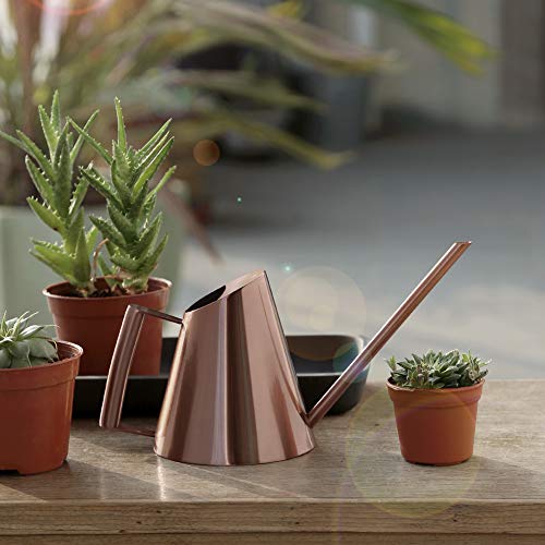 UHBGT Metal Watering Can, 13/30/50 OZ Indoor Watering Can Metal Watering Pot Outdoor Watering Can Stainless Steel Watering Can Indoor Long Spout Garden Watering Can for Plant Bonsai (Gold/Bronze)