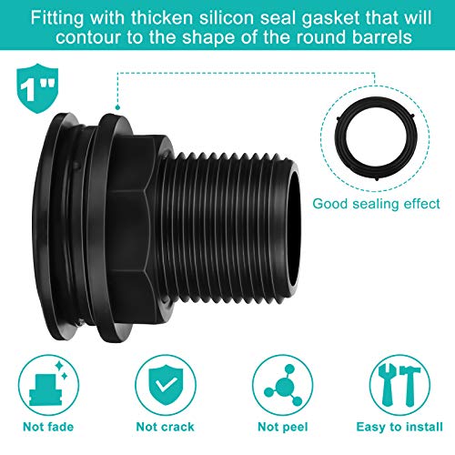 Honoson PVC Bulkhead Fitting Threaded Bulkhead Water Tank Connector for