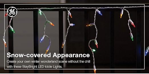 Amazon Com Ge Energy Smart 100 Extra Large Led 7mm Multicolor Led Icicle Mini Christmas Light Set Garden Outdoor