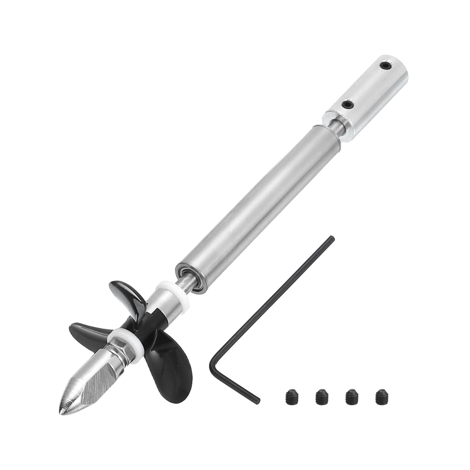 sourcing map Drive Shaft W Propeller and Coupling Joint for RC Boat Coupler Assemble Kit, L100mm Shaft, L25mm Sleeve, D36mm Three Propeller, Fit for 4 mm Motor Shaft