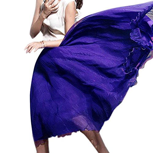 Etosel Women Summer Full Circle Chiffon Long Maxi Skirt Pleated Boho Beach Chic