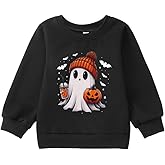 MODNTOGA Halloween Outfit Baby Boy Girl Pumpkin Ghost Sweatshirt Toddler Kids Ghost Graphic Shirt Spooky Season Pullover Tops