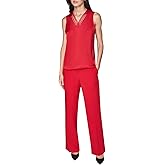 Karl Lagerfeld Women's Sleeveless Strappy V-Neck Woven Blouse