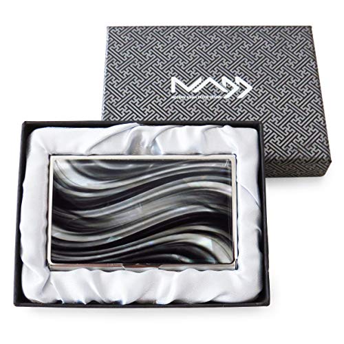 Business-Credit-Card-Holder-Id-Case-Mini-Wallet-Mother-of-Pearl-Wavy-Zebra