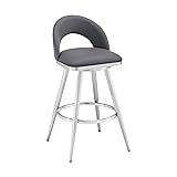Armen Living Charlotte Swivel Bar Stool in Brushed