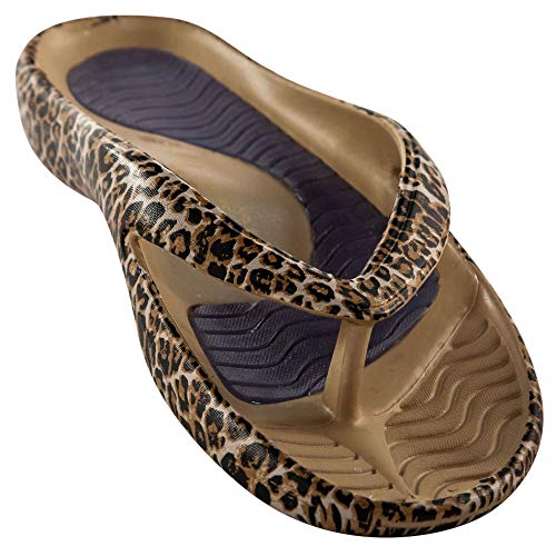 Cheeks Health Sandals, by Tony Little – One Piece Foot Technology; Made from Low Impact EVA Plastic, Waterproof, Lightweight with Arch Support, Molded Footbed and Gel Insoles, Natural Leopard – Size 7