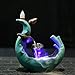 Spie Backflow Incense Burner Holder Ceramic Antique Creative LED Light Lotus Pond Aromatherapy Furnace Viewing Sandalwood Tea Ceremony Home Decoration (Included Battery)