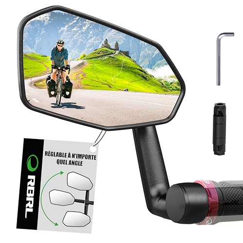 RBRL Bicycle Mirror, Not Easy to Block, Extra Large Bike Mirror, Shatterproof and Durable Bicycle Mirror, Suitable for Electric Bike (Left)