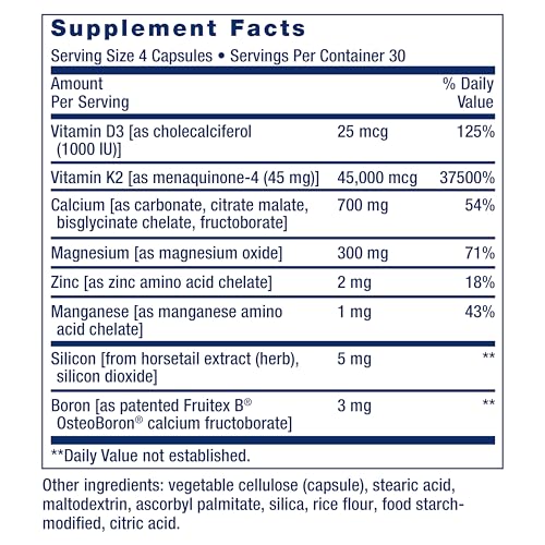 Life Extension Bone Restore Elite Calcium Supplement with Super Potent K2, Calcium, Vitamin D3, Magnesium, Boron, zinc, Vitamin K2, for Bone Health, Gluten-Free, Non-GMO, 120 Capsules