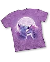 Romantic 2 Wolves Moon T-Shirt, Purple, X-Large