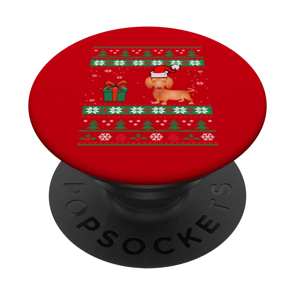 Dachshund Dog Santa Hat Funny Ugly Christmas Dogs Lovers PopSockets Swappable PopGrip