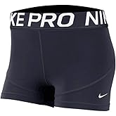 Nike Women's Pro 3" Training Shorts, Obsidian/Obsidian/White, Large