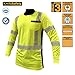 KwikSafety High Visibility Moisture Wicking Long Sleeve Safety Shirt | Silver Fishbone Design Reflective Tape | ANSI Class 3 Construction Security Safety Work wear for Men Women | Yellow L