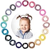 Whaline 200PCS Baby Hair Ties, Multicolor Hair Bands No Crease Hair Elastics Small Ponytail Holders Hair Accessories for Kids Girls Infants Toddlers, 2.5cm in Diameter (20 Colors, 2mm in Thickness)